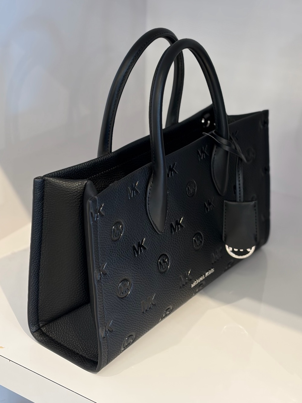 Michael Kors Mirella Medium Logo Debossed Satchel Crossbody Tote Black - Picture 14 of 15